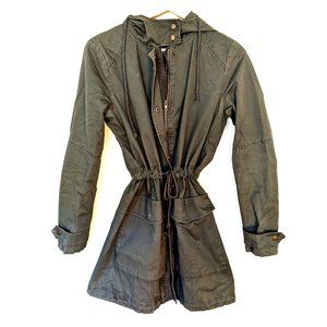 Hooded light military green jacket